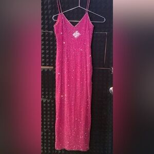 Vintage Pink Silk Sparkly Dress